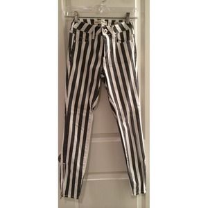 high waisted striped jeans
