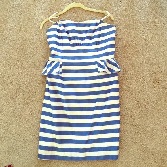 Lilly Pulitzer blue and white striped peplum dress