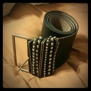 Black leather studded belt