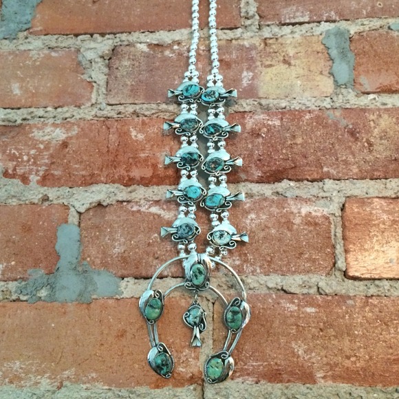 Giant REAL TURQUOISE Squash Blossom Necklace