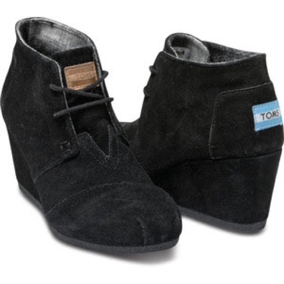 Toms Black Wedge Desert Booties