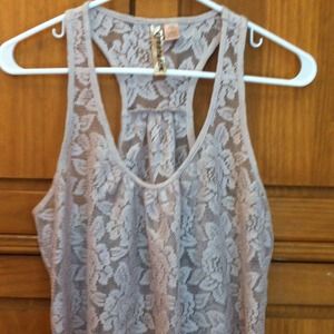 Juniors EYESHADOW khaki lace top. Size large.