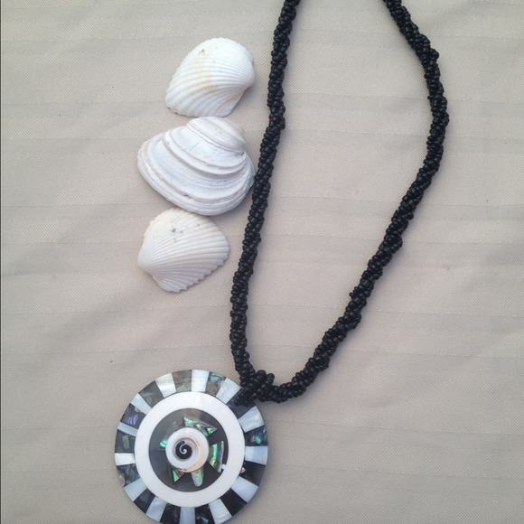 handmade Accessories - HOLD!The Roundabout abalone and shell pedant