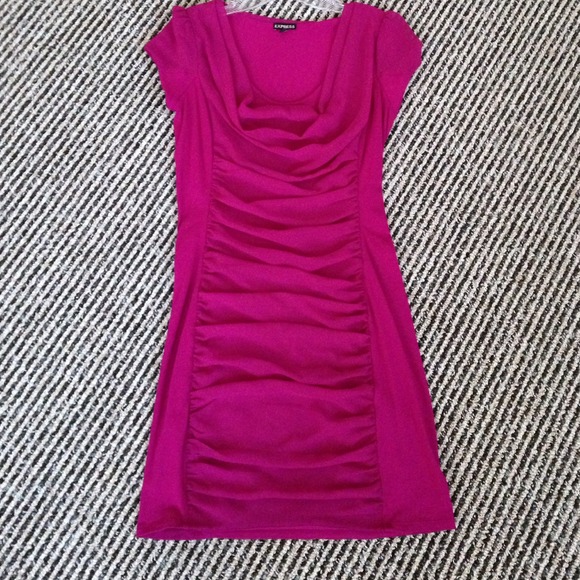 Fuschia ruched mini dress