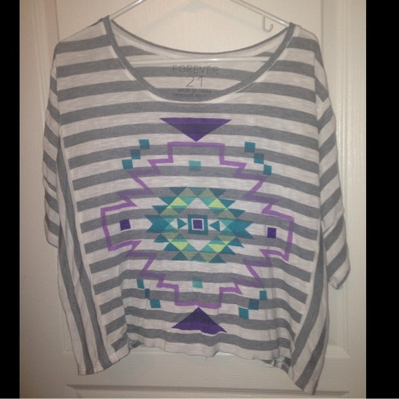 Grey and white stripe top