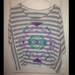 Grey and white stripe top