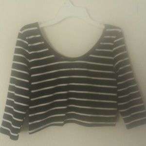Stripped black and white croppee top