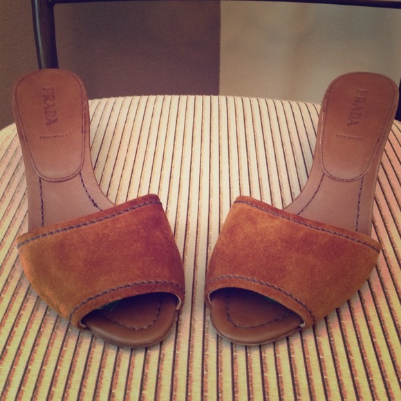 REDUCED 💓 PRADA SLIDES BROWN LEATHER SHOES