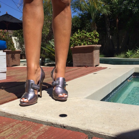 Iridescent platform heels.