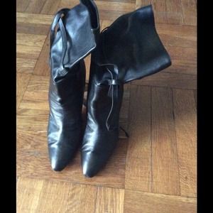 Manolo Blahnik Cavamodba Nappa black leather boots