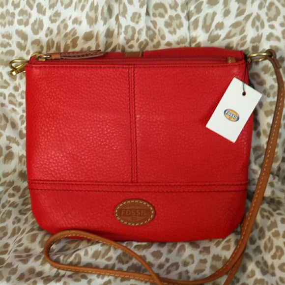 Fossil Handbags - Fossil Taylor red brown crossbody NEW 148.00