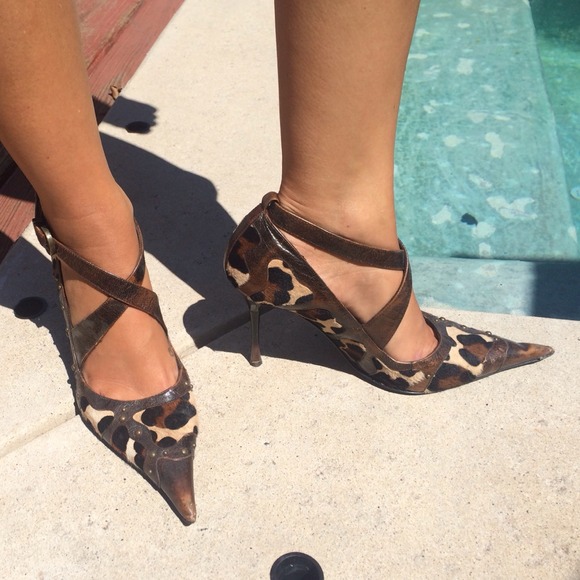 Buckled leopard heels
