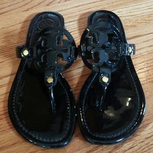 Tory Burch Black Patent Leather Miller Sandals