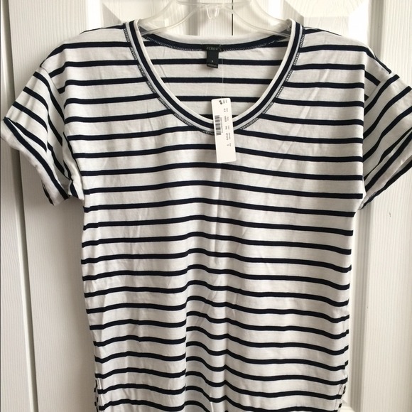 J. crew side slit tunic stripe short sleeve tee