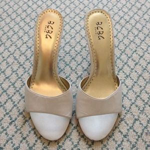 BCBG open toe wedges