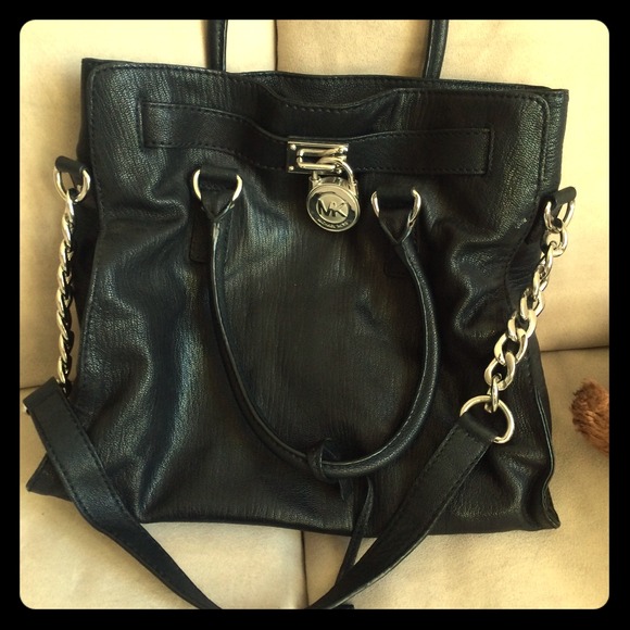 Michael Kors Hamilton Black Leather Tote