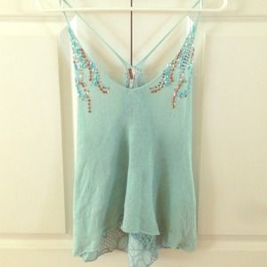 Free People beaded / knit tank top womens designer
