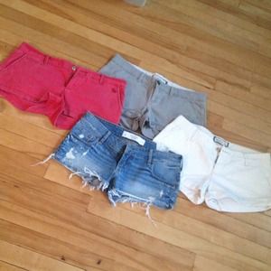 4 pairs of Abercrombie short red grey white denim