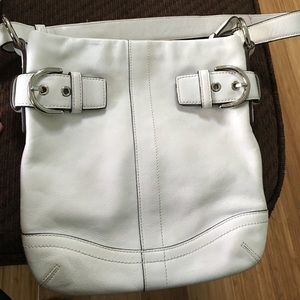 White, leather authentic Coach handbag