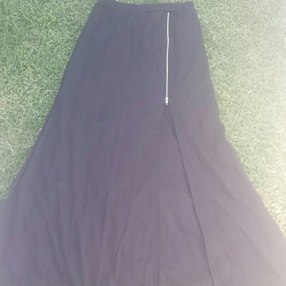 Long black skirt with slit