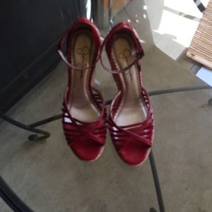 Red Jessica Simpson wedges. Size 8 like new