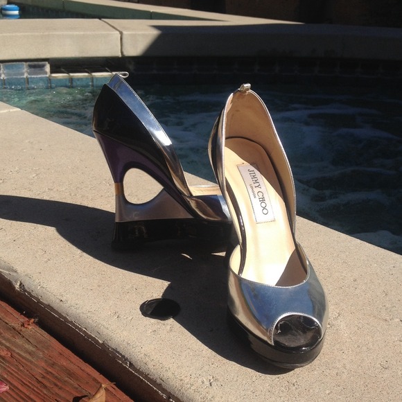 Jimmy choo Metallic open heel wedge. - Picture 1 of 4