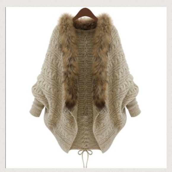 Jackets & Blazers - 2014 winter fur collar khaki cardigan