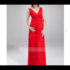 Empire V-neck Floor-Lngth Chiffon Maternity dress