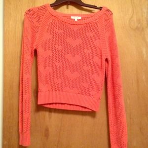 Pink long sleeve sweater with hearts