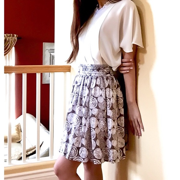 Dandelion Print Circle Brown White Circle Skirt