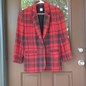 VINTAGE! Red and black blazer.