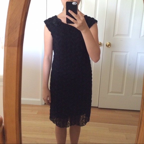 Sweet Heart Rose Black Chiffon Rose Dress