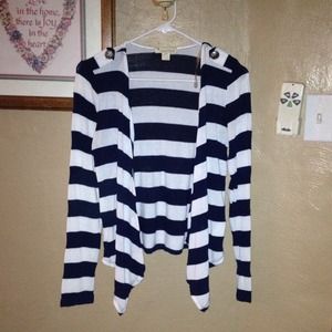 White navy striped sweater jacket