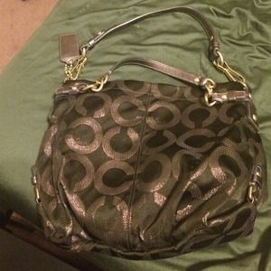 Forest Green & Gold coach handbag 💎Rare💎