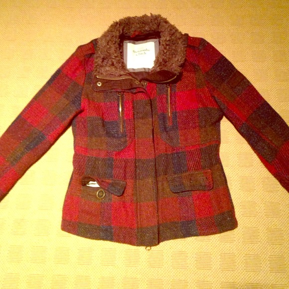 A&F wool collar plaid jacket