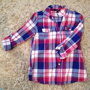 Pink and Blue Plaid Forever 21 Flannel