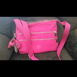 Kipling 4 zip crossbody bag NWT hot pink