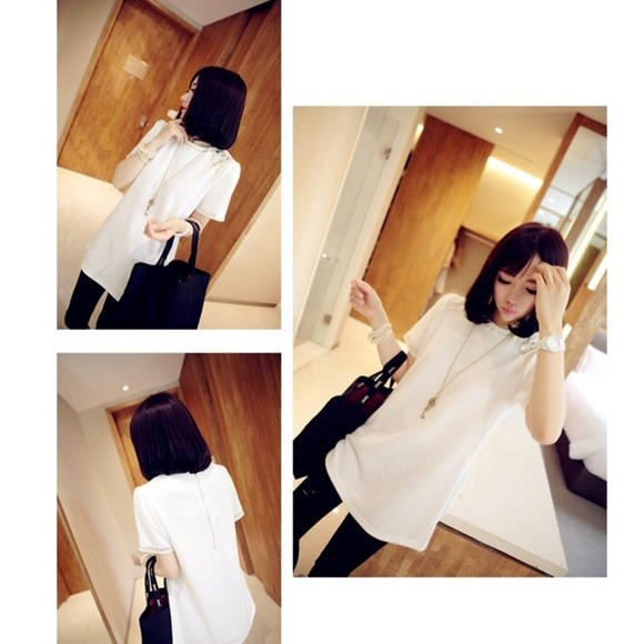 Final ♥️ Early autumn white long t shirt top - Picture 2 of 4