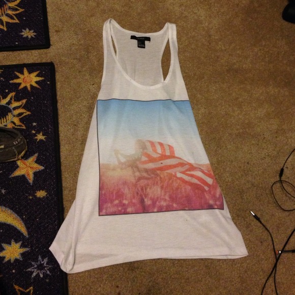 White Graphic Racerback Tank