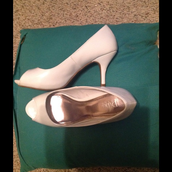 Peep toe white heels!