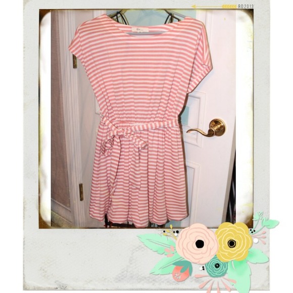 Forever 21 Peach Striped Bubble Dress