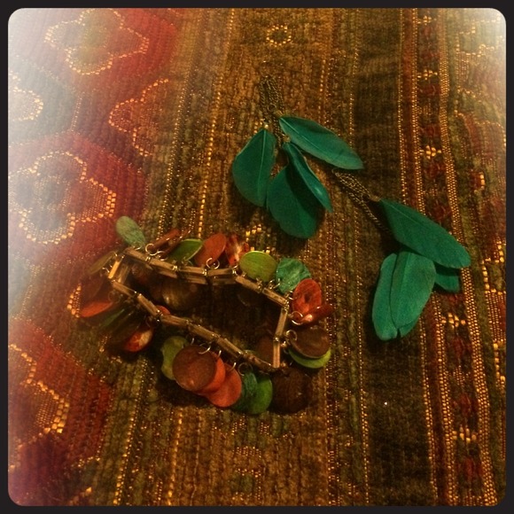 Colorful Bracelet & Matching Feather Earrings
