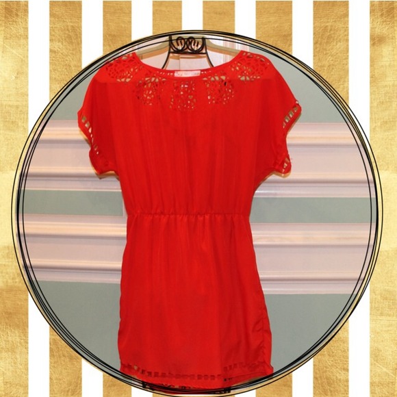 Francesca's Coral Dress with Cut Outs