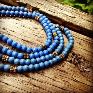 Fired Clay Beads with Gold Acents