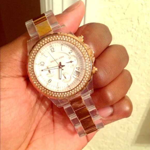 Authentic Rose gold & clear Michael kors watch