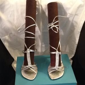 Silver strapped heels by Bakers