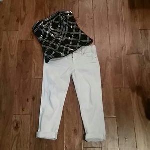 American Eagle artist stretch cropped white jeans