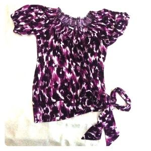 Purple and White silk blouse