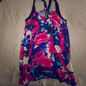 Floral blue and pink top