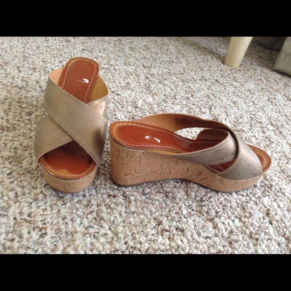 Cute Gold  slip-on wedges **sale**